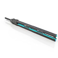 Tactical Weapon With Black Body And Teal Accents In Modern Design