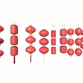 Assorted Traditional Red Chinese Lanterns with Various Designs and Shapes for Festive Decor