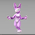 Pink Creature Character with Rabbit Ears Green Eyes Spotted Design and Green Claws