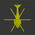 Black Orange Red Helicopter with Rotors Fuselage Landing Gear and Detailed Design