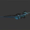 Mythical Blue Horned Fantasy Animal With Spiky Black Mane And Dynamic Pose