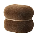 Plush Brown And White Ottoman Seats With Soft Wrap Around Strap Design For Living Room 3d model