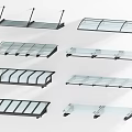 Multiple Glass Canopy Designs With Aluminum Frame For Outdoor Applications 3d model