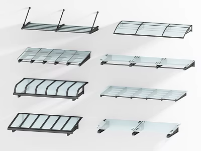 Multiple Glass Canopy Designs With Aluminum Frame For Outdoor Applications 3d model