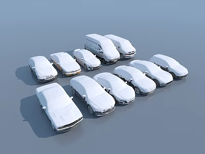 Multiple Cars Covered With White Covers Arranged Neatly In Formation 3d model