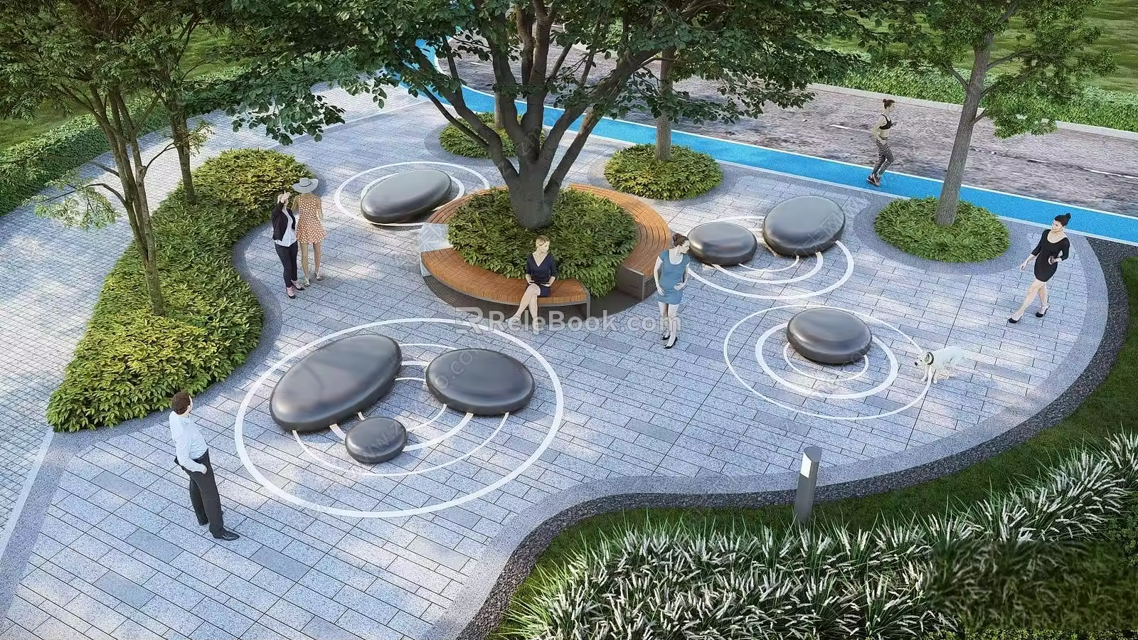 Tree Pool Seat Rest Area 3d model