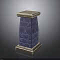 Brick Tower Structure With Blue Purple Bricks And Top Bottom Borders 3d model