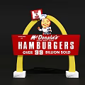 McDonald's Billboard Featuring Hamburgers Over 99 Billion Sold With Golden Arches And Ronald McDonald