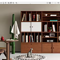 Modern Middle Ancient Bookcase Finished Bookcase Bookshelf Cactus Combination Bookcase Casual Table and Chair 3d model