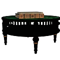 Round Black Tiered Coffee Table With Glass Top Decorative Legs And Books On Top