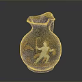 Detailed Ancient Greek Mythological Sculpture Carving On Terracotta Vase With Warrior And Creature