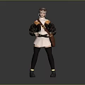 Game Movie Character Design Featuring Brown Hair Jacket Skirt Brown Bag And Goggles Standing Pose