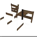 Unassembled Wooden Chair Parts With Scattered Planks And Frames On White Background