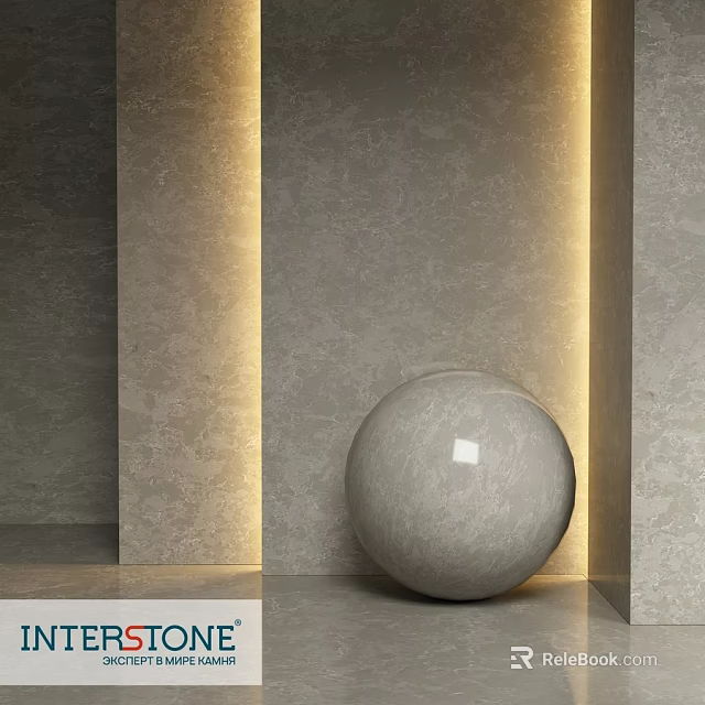 Gray Spherical Component In Modern Space With Textured Walls And Warm Lighting 3d model 