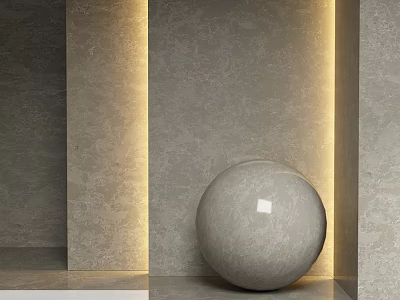 Gray Spherical Component In Modern Space With Textured Walls And Warm Lighting 3d model