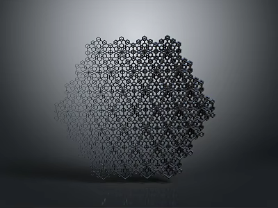 Black Geometric Structure Composed Of Hexagons With Irregular Shape And Patterned Surface 3d model