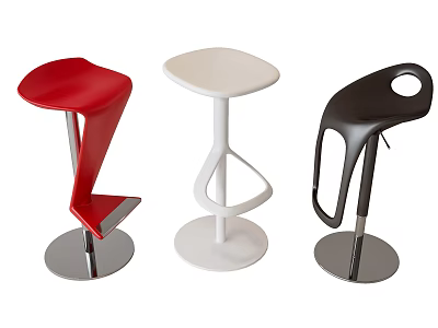 Modern Red White Black Bar Stools With Unique Curved Design And Sleek Base 3d model