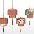 Elegant Traditional Hanging Lanterns with Colorful Patterns and Decorative Tassels