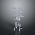 High Voltage Electric Power Transmission Tower With Metal Lattice Structure And Equipment