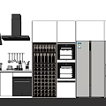 Smart Modern Kitchen With Range Hood Stove Steam Oven And Refrigerator Appliances
