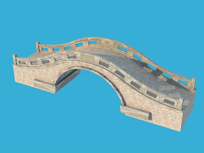 Traditional Stone Arch Bridge With Perforated Railings And Classic Design 3d model