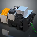 Industrial Mechanical Equipment With Yellow Coiled Cable Silver Components Black Body And Green Wire