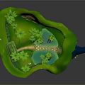 Cartoon Scene With Lush Green Foliage Stone Platforms And Winding Path