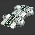 Futuristic Sci Fi Vehicle with White Green Color Scheme Multiple Modules Ladder And Engine Components 3d model