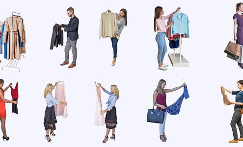 Business people shopping people buy clothes people shopping street people 3d model