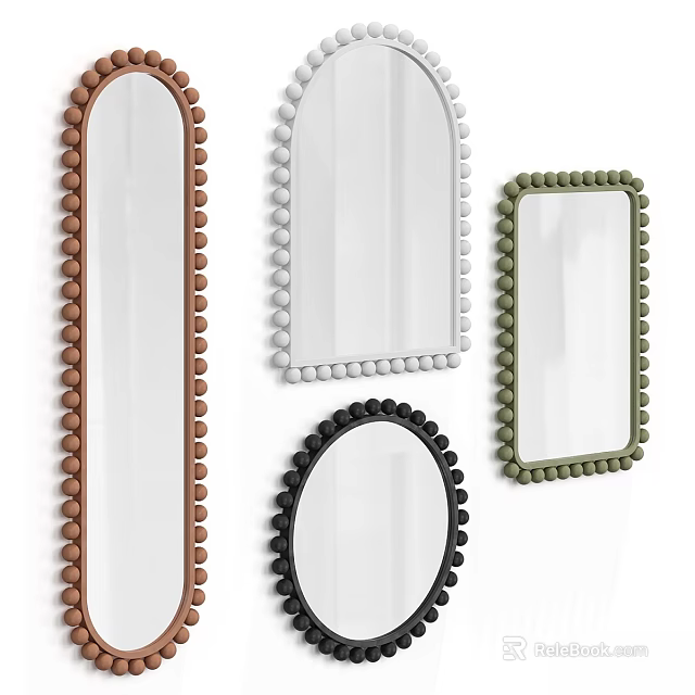 Beaded Edge Mirrors in Multiple Colors and Different Shapes for Home Decor 3d model 