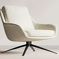 Beige Upholstered Leisure Chair With Modern Minimalist Design And Black Metal Base