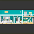 Cartoon Style Room Interior With Kitchen Living Area Stairs And Colorful Furniture