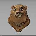 Cartoon Bear Head 3D Model with Brown Fur and Big Friendly Eyes