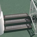 Kindergarten Outdoor Platform Featuring Gray Steps White Carved Railings Pillar And Green Ground