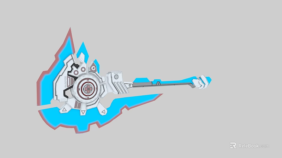 Futuristic Mechanical Weapon With Blue Energy And Gear Design Elements 3d model 