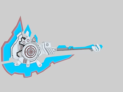 Futuristic Mechanical Weapon With Blue Energy And Gear Design Elements 3d model
