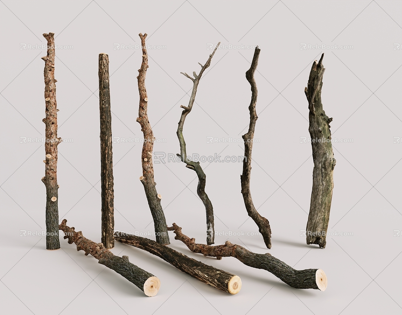 Modern tree pole stump branch stake log log wind dead branch 3d model