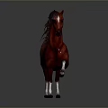 Realistic Red Horse 3D Model in Standing Pose on Gray Background