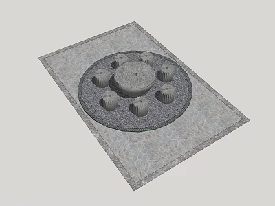 Rural Landscape Featuring Stone Circular Structure With Surrounding Pillars And Slate Pavement 3d model