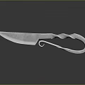 Metallic Sharp Knife With Unique Twisted Handle And Reflective Surface On Black Background