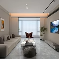 Modern Minimalist Living Dining Room With Comfortable Sofas Warm Ambient Lighting And Exquisite Home Decoration
