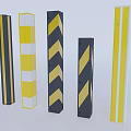 Public Traffic Safety Facilities With Yellow Black Striped Barriers And Speed Bumps