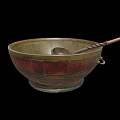 Vintage Brass Bowl With Wooden Handle Spoon Classic Tableware Set Design