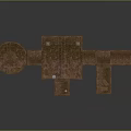 Ancient Ruin Layout Architectural Model With Brown Square And Circular Sections