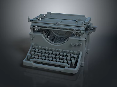 Vintage Typewriter With Classic Design Mechanical Keyboard And Metal Body For Retro Office 3d model
