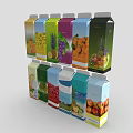 Decorative Ornament Set with Vibrant Fruit Juice Cartons and Various Flavors for Neat
