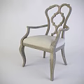 Elegant Vintage Armchair With Wooden Frame Light Fabric Upholstered Seat And Decorative Backrest