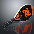 Black And Orange Design Padel Racket With Carbon Fiber Face Logo Black Handle White Text