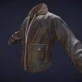 Stylish Brown Leather Jacket With Fur Collar Zipper Pockets And Warm Design