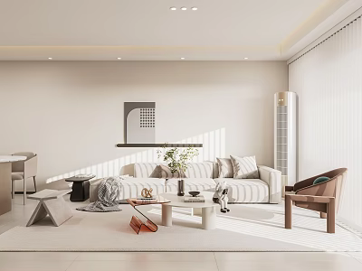 Modern Living Room Interior With Sofa Coffee Table Rug Wall Art And Natural Light 3d model